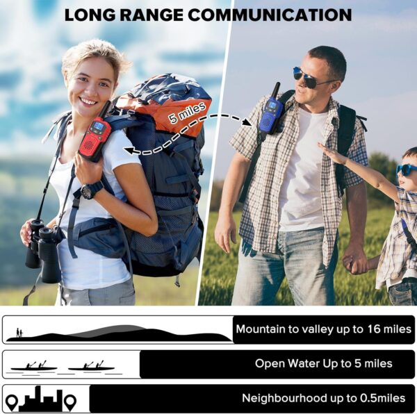 Walkie Talkies for Adults- WokTok Long Range Two Way Radio for Camping Hiking Hand Held Hiking Accessories Camping Gear Xmas Birthday Gift for Kids,SOS Siren,NOAA Weather Alert,3 Radios - Image 5