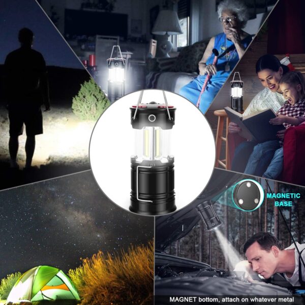 2 Pack Lantern Camping Essentials Lights, Led Flashlight for Power Outages, Tent Lights for Emergency, Survival Gear and Supplies for Hurricane, Rechargeable and Battery Powered Operated Lamp - Image 5