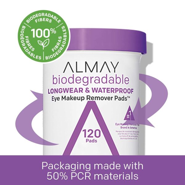 Almay Biodegradable Makeup Remover Pads, Longwear & Waterproof, Hypoallergenic, Fragrance-Free, Dermatologist & Ophthalmologist Tested, 2 Pack - Image 7