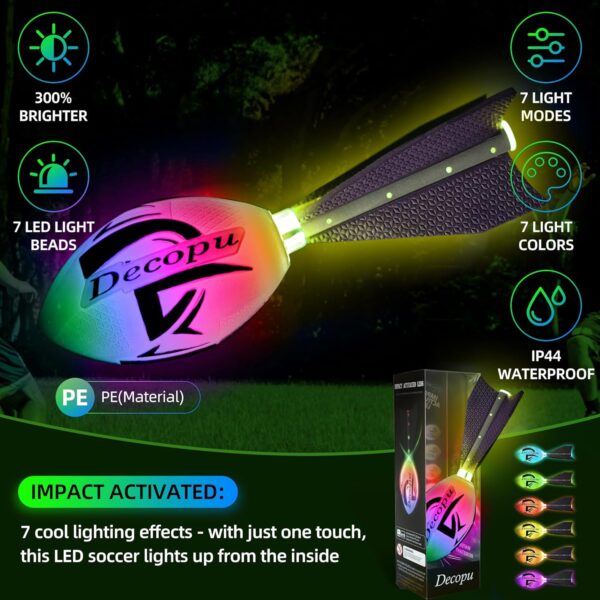 Premium Foam Glow in The Dark Football, Latest LED Light up Football, Color-Changing,Rechargeable,Impact Resistant,Perfect Birthday&Camping Gift for Kids 8-12,Sports&Outdoors Toys. - Image 3