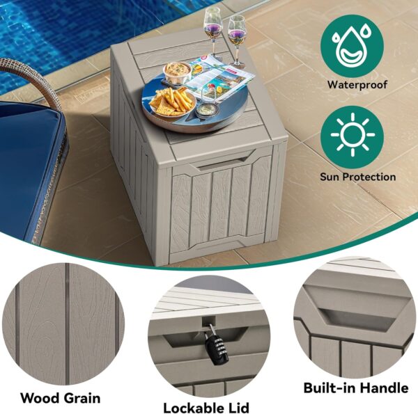 YITAHOME 31 Gallon Resin Deck Box Outdoor Storage Box and Waterproof Package Delivery Box with Lockable Lid forPatio Furniture, Garden Tools, Pool Supplies, Taupe - Image 5