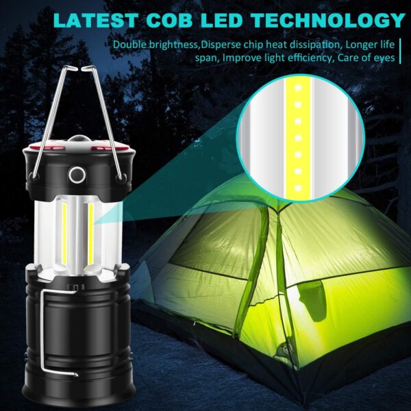 2 Pack Lantern Camping Essentials Lights, Led Flashlight for Power Outages, Tent Lights for Emergency, Survival Gear and Supplies for Hurricane, Rechargeable and Battery Powered Operated Lamp - Image 2