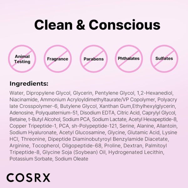 COSRX 6X Peptide Collagen Booster Toner Serum, Niacinamide & Hyaluronic Acid Skin Renewal Boosting Facial Essence for All Skin Types, Korean Skin Care, Paraben Free, 150mL/5.07 Fl.Oz - Image 8