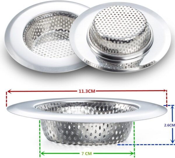 2PCS Kitchen Sink Strainer - Stainless Steel, Large Wide Rim 4.5" Diameter - Image 4