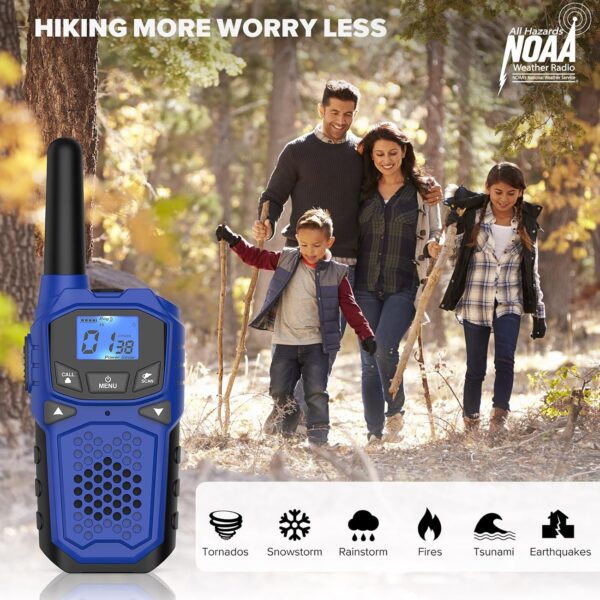 Walkie Talkies for Adults- WokTok Long Range Two Way Radio for Camping Hiking Hand Held Hiking Accessories Camping Gear Xmas Birthday Gift for Kids,SOS Siren,NOAA Weather Alert,3 Radios - Image 4