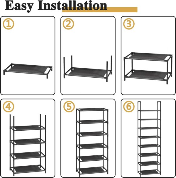 Z&L HOUSE 10 Tier Shoe Rack Tall, Sturdy Free Standing Narrow Shoe Stand, Store 20-24 Pairs of Shoes, Stackable Shoe Organizer Storage Shelf for Entryway to Increase The Use of Space - Image 7