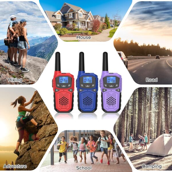 Walkie Talkies for Adults- WokTok Long Range Two Way Radio for Camping Hiking Hand Held Hiking Accessories Camping Gear Xmas Birthday Gift for Kids,SOS Siren,NOAA Weather Alert,3 Radios - Image 6