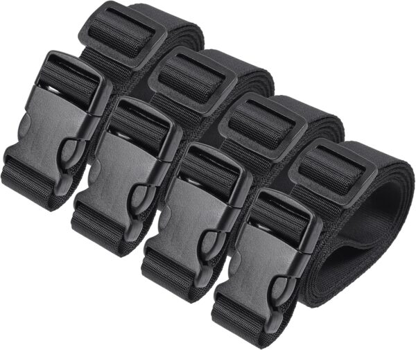 Vigorport Utility Straps with Quick Release Buckle, Nylon Backpack Accessory Sleeping Bag Strap, 1"*60" Adjustable for Hiking, Travel, Outdoor Sports-4 Pack(Black)