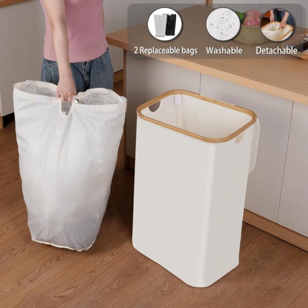 29 Gallon Recycling Bin for Kitchen, Indoor Home Recycle Bins with Lid, 110L Large Recycling bin with 2 Removeable Reusable Inner Bags, for Bottles Cans Glass Plastice Cartons(Beige) - Image 5