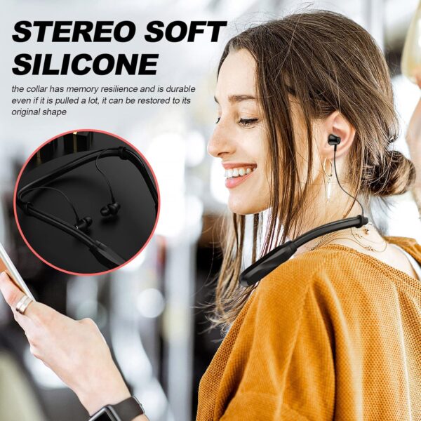 Wireless Bluetooth Headphones with 120 Hours Playback, Built-in Mic, in-Ear Design, Stereo Bass, Noise Reduction, Waterproof Sports Neckband Headset - Image 7