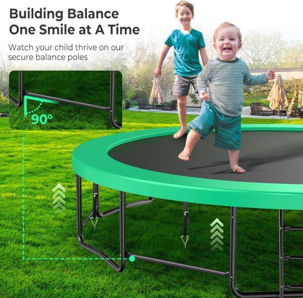 16 15 14 12 10FT Upgrade Outdoor Trampoline for Kids and Adults, Pumpkin Trampolines with Curved Poles, Recreational Trampoline with Sprinkler - Image 3