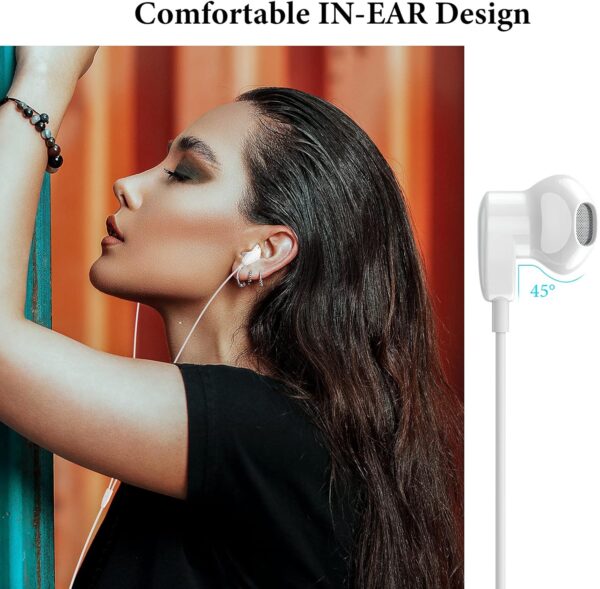 USB C Headphones for iPad Pro iPhone 15 16 Pro,USB Type C Earphones HiFi Stereo USB C Wired Earbuds with Microphone Volume Control for Samsung S23 Ultra S22 S21 Note20 A54,Pixel 7 6 6a 5 4,OnePlus 9 - Image 5