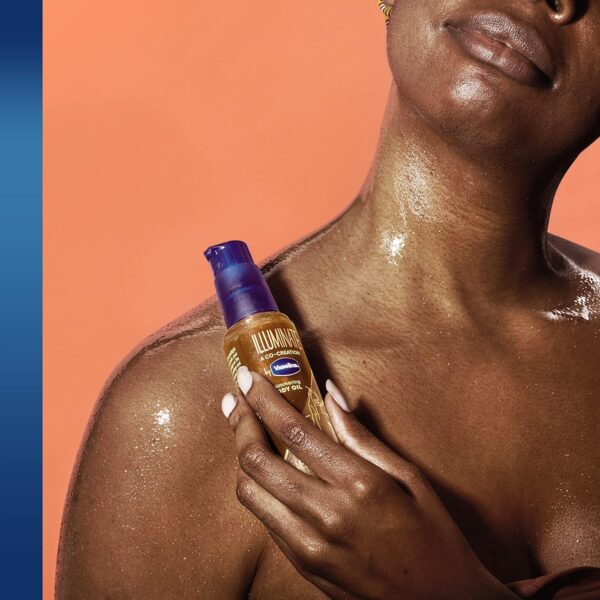 Vaseline Illuminate Me Shimmering Body Oil Created for Melanin Rich Skin, Illuminates Skin with Finishing Touch of Shimmer for Glowing Skin 3.3 oz - Image 8