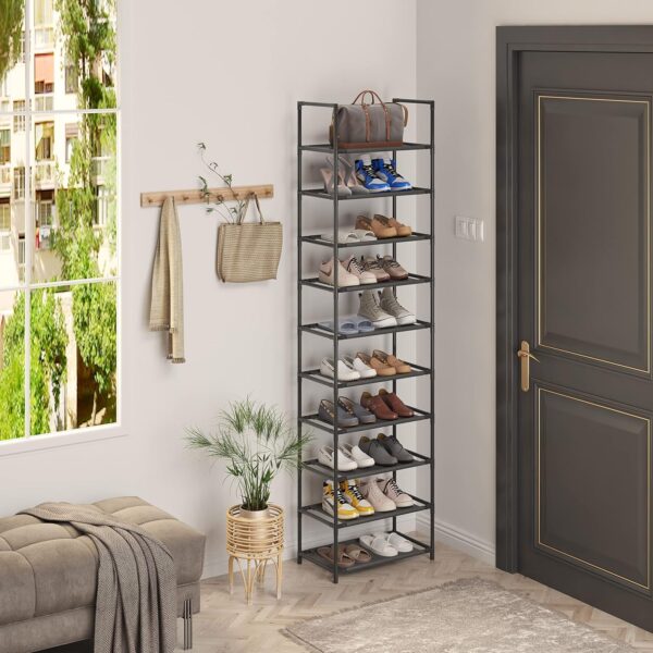 Z&L HOUSE 10 Tier Shoe Rack Tall, Sturdy Free Standing Narrow Shoe Stand, Store 20-24 Pairs of Shoes, Stackable Shoe Organizer Storage Shelf for Entryway to Increase The Use of Space - Image 4