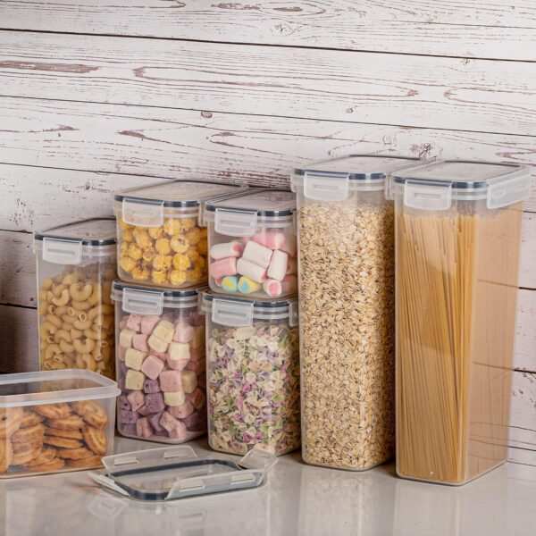 Airtight Food Storage Containers with Lids, Vtopmart 24 pcs Plastic Kitchen and Pantry Organization Canisters for Cereal, Dry Food, Flour and Sugar, BPA Free, Includes 24 Labels，Black - Image 5