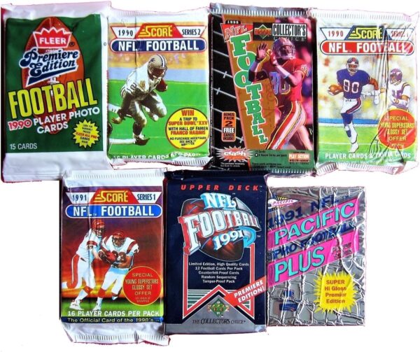 100 Vintage Football Cards in Old Sealed Wax Packs - Perfect for New Collectors - Image 2