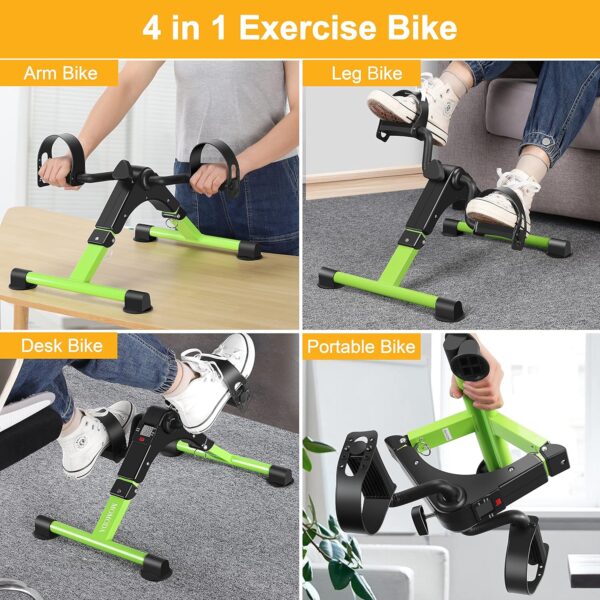 Under Desk Bike Pedal Exerciser Mini Bike for Leg/Arm Pedal Exerciser Foldable Peddler with LCD Display for Home/Office - Image 3